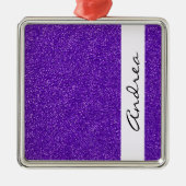 Paarse Glitter, Glitter Achtergrond, Jouw naam Metalen Ornament (Voorkant)