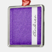 Paarse Glitter, Glitter Achtergrond, Jouw naam Metalen Ornament (Links)