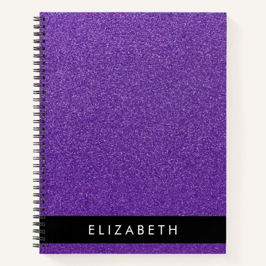 Paarse Glitter, Glitter Achtergrond, Jouw naam Notitieboek (Voorkant)