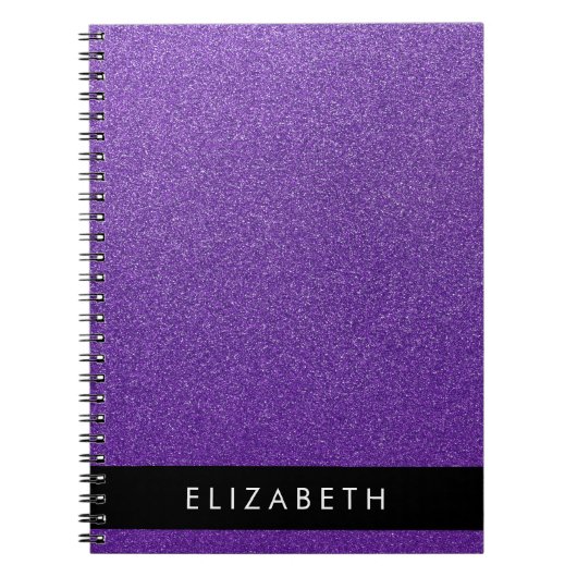 Paarse Glitter, Glitter Achtergrond, Jouw naam Notitieboek (Voorkant)