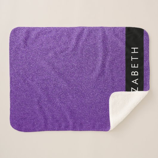 Paarse Glitter, Glitter Achtergrond, Jouw naam Sherpa Deken (Voorkant (horizontaal))
