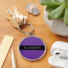 Paarse Glitter, Glitter Achtergrond, Jouw naam Sleutelhanger