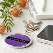 Paarse Glitter, Glitter Achtergrond, Jouw naam Sleutelhanger (Zijkant)