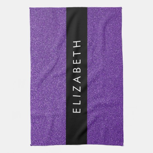 Paarse Glitter, Glitter Achtergrond, Jouw naam Theedoek (Verticaal)