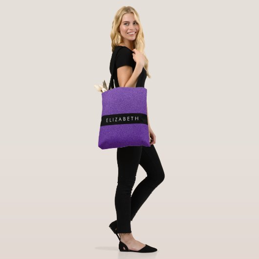 Paarse Glitter, Glitter Achtergrond, Jouw naam Tote Bag (Op model)