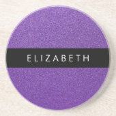 Paarse Glitter, Glitter Achtergrond, Jouw naam Zandsteen Onderzetter (Voorkant)