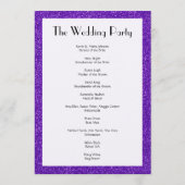 Paarse Glitter, Glitter Texture, Wedding Program Programmakaart (Achterkant)