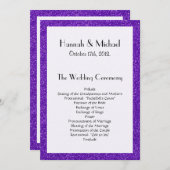 Paarse Glitter, Glitter Texture, Wedding Program Programmakaart (Voorkant / Achterkant)