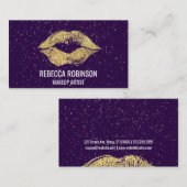 Paarse Glitter | Gold Lipstick Kiss Visitekaartje (Voorkant / Achterkant)
