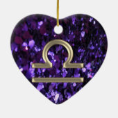 Paarse Glitter Gold Zodiac Sign Libra Ornament (Achterkant)