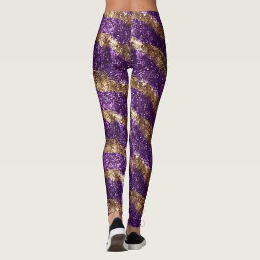 Paarse Glitter Gouden Glans Leggings (Achterkant)