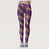 Paarse Glitter Gouden Glans Leggings (Voorkant)