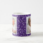 Paarse Glitter Grootouders 2 Foto Koffiemok (Center)