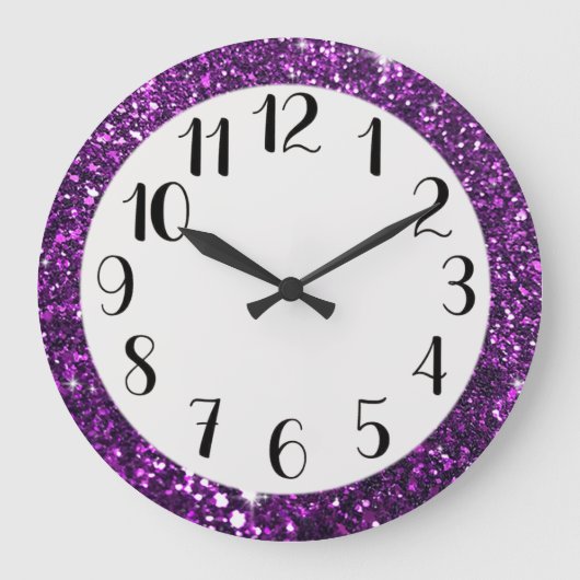 Paarse Glitter Grote Klok (Voorkant)