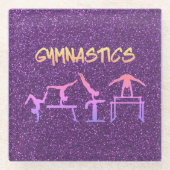 Paarse Glitter Gymnastiek Glazen Onderzetter (Voorkant)