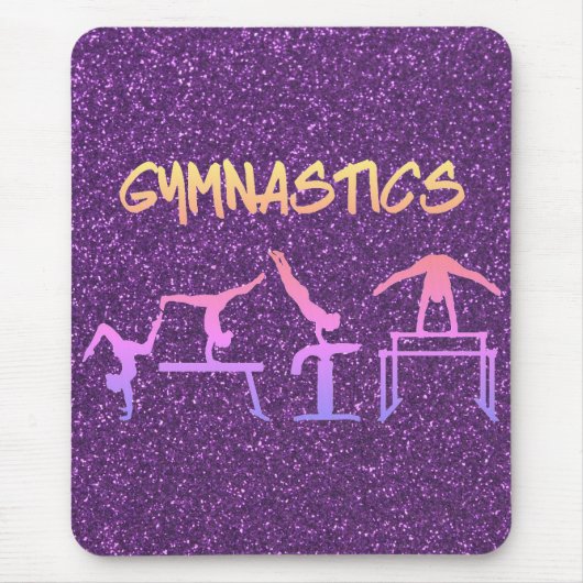 Paarse Glitter Gymnastiek Muismat (Voorkant)
