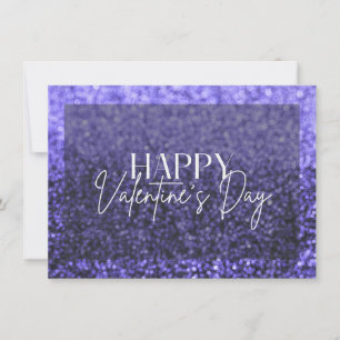 Paarse Glitter Happy Valentijnsdag Kaart