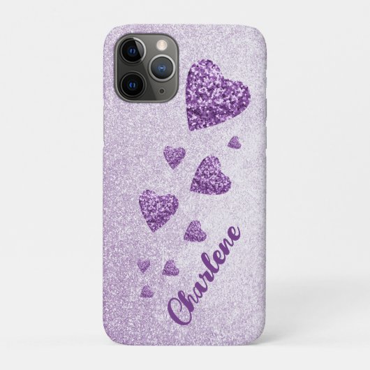 Paarse glitter hartenlavendel Case-Mate iPhone case (Achterkant)