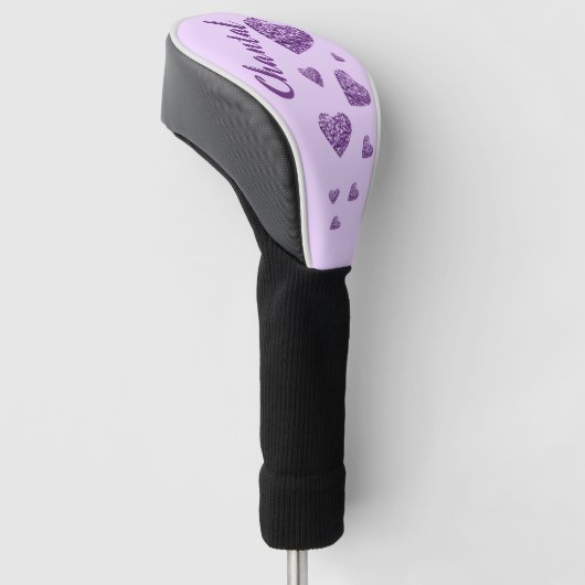 Paarse glitter hartenlavendel golfheadcover (Schuin)