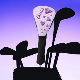 Paarse glitter hartenlavendel golfheadcover