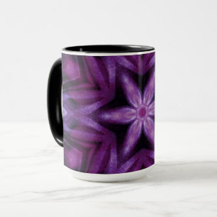 Paarse Glitter Heart & Flower Kaleidoscope Patroon Mok