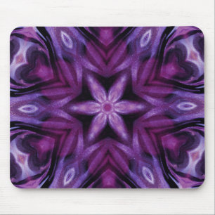Paarse Glitter Heart & Flower Kaleidoscope Patroon Muismat