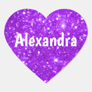 Paarse Glitter Heart Hart Sticker