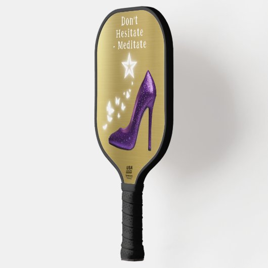 Paarse Glitter High Heel Shoe op Goud | Pickleball Paddle (Links)