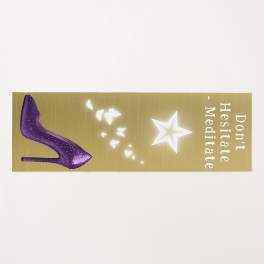 Paarse Glitter High Heel Shoe op Goud | Yogamat (Voorkant (horizontaal))