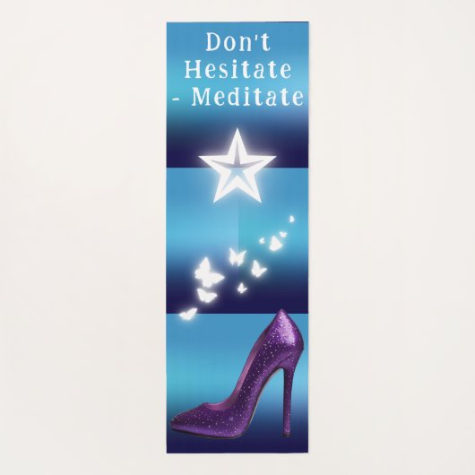 Paarse Glitter Hoge Hak Schoen op Blauwe Gradiënt  Yogamat (Achterkant)