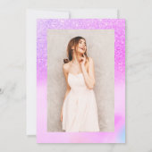 Paarse glitter holografisch script chic Sweet 16 Kaart (Achterkant)