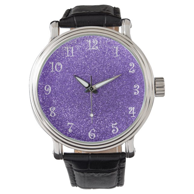 Paarse glitter horloge (Voorkant)