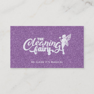 Paarse Glitter House Cleaning Visitekaartjes