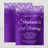Paarse Glitter Indigo Ombre Folie 21ste verjaardag Kaart (Voorkant / Achterkant)