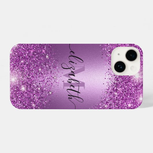 Paarse Glitter iPhone Hoesje (Achterkant horizontaal)