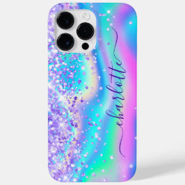 Paarse glitter iriserende glam meisjeshandtekening Case-Mate iPhone 14 pro max hoesje