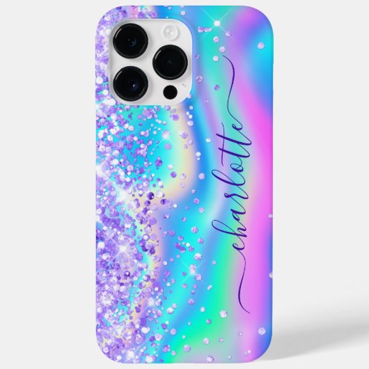 Paarse glitter iriserende glam meisjeshandtekening Case-Mate iPhone case (Achterkant)