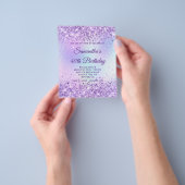 Paarse Glitter Iriserende Regenboog 40e Verjaardag Flyer (Hand)
