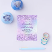 Paarse Glitter Iriserende Regenboog 40e Verjaardag Flyer (Enkel)