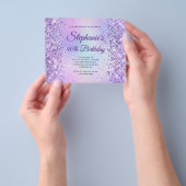 Paarse Glitter Iriserende Regenboog 40e Verjaardag Flyer (Hand)