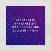 Paarse glitter | Kam en schaar Vierkante Visitekaartje (Achterkant)