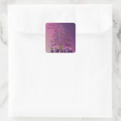Paarse Glitter Kerstboom Vierkante Sticker (Tas)