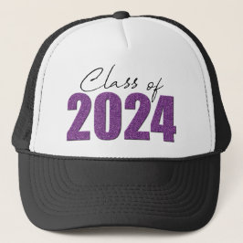 Paarse Glitter Klasse van 2024 Trucker Pet