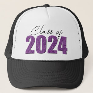 Paarse Glitter Klasse van 2024 Trucker Pet