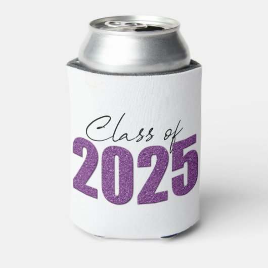 Paarse Glitter Klasse van 2025 Blikjeskoeler (Blikje Achterkant)
