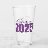 Paarse Glitter Klasse van 2025 Glas (Achterkant)