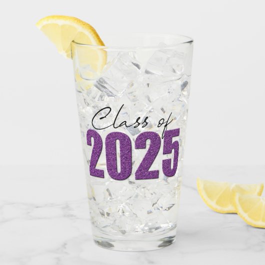 Paarse Glitter Klasse van 2025 Glas (Voorkant ijs)