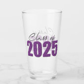 Paarse Glitter Klasse van 2025 Glas (Voorkant)