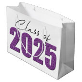 Paarse Glitter Klasse van 2025 Groot Cadeauzakje (Achterkant Gekanteld)
