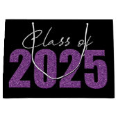 Paarse Glitter Klasse van 2025 Groot Cadeauzakje (Voorkant)